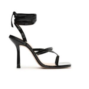 Schutz Lily Patent Sandal - 6 / Black / Faux Patent Leather